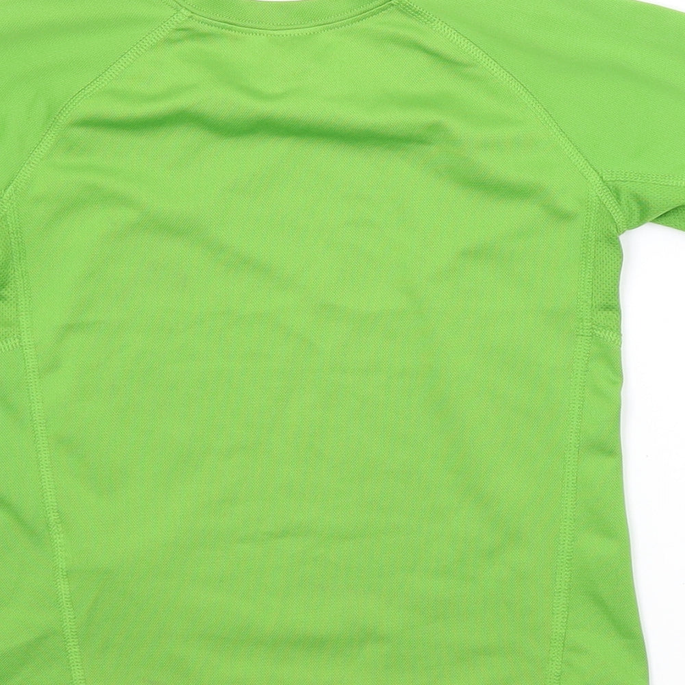 Quechua Boys Green Polyester Basic Casual Size 5-6 Years Crew Neck