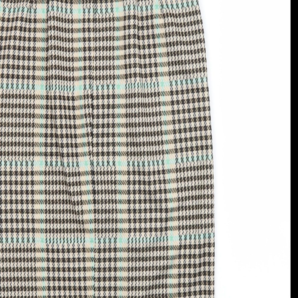 Stradivarius Womens Beige Check Straight & Pencil Skirt Size S