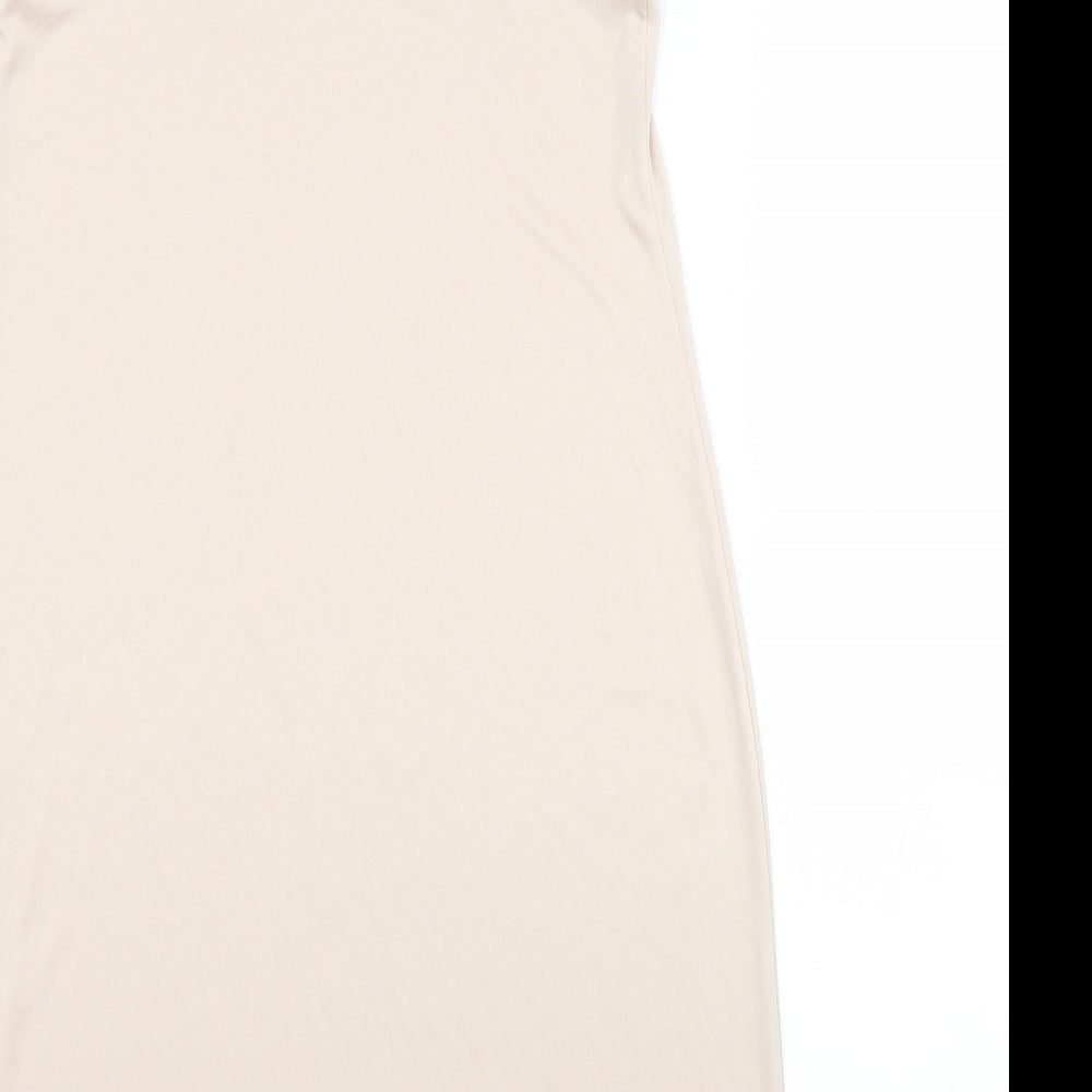 Primark Womens Beige Batik Polyester Slip Dress Size 8 Scoop Neck