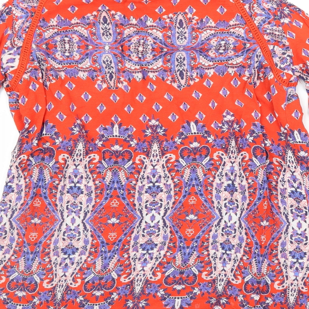 F&F Womens Red Argyle/Diamond Basic Blouse Size 6 Scoop Neck
