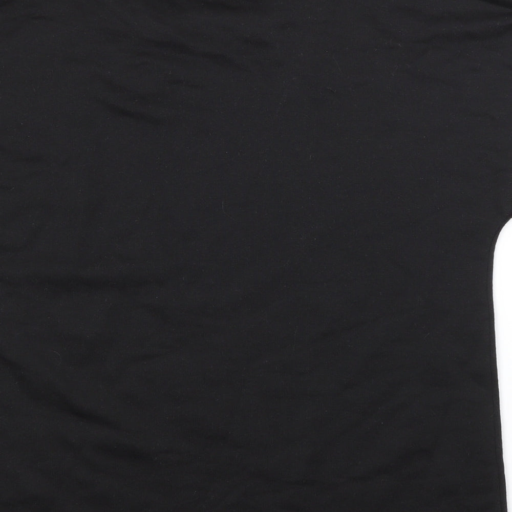 JEFF & CO Womens Black Polyester Basic T-Shirt Size 10 Crew Neck