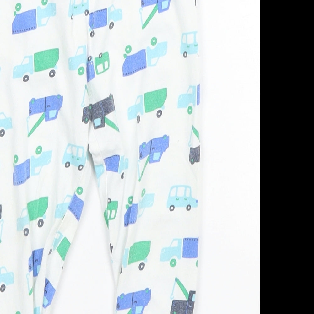 Mothercare Girls White Geometric Cotton Sweatpants Leggings Size 12-18 Months - Cars and Trucks