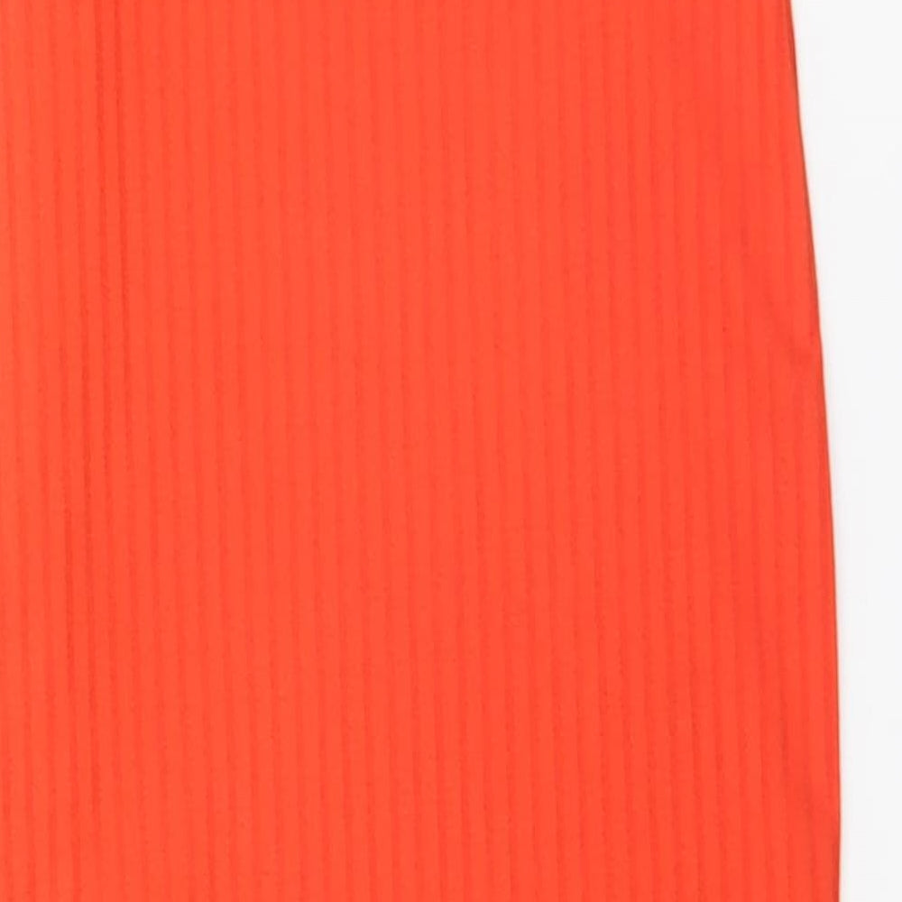 New Look Womens Orange Striped Polyester Pencil Dress Size 6 Off the Shoulder