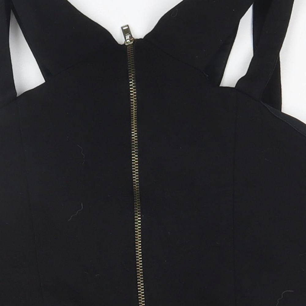 New Look Womens Black Viscose Basic Tank Size 10 High Neck