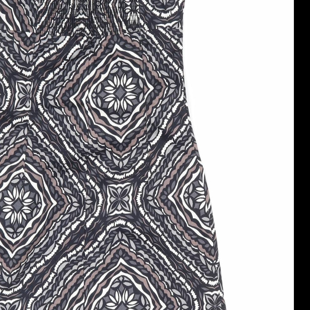 H&M Womens Grey Geometric A-Line Size 6 Halter - Side Zip Black Grey Taupe White Back Elastication