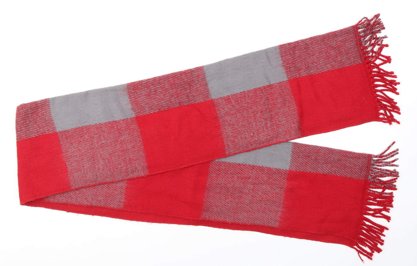 Preworn Unisex Red Check Acrylic Scarf