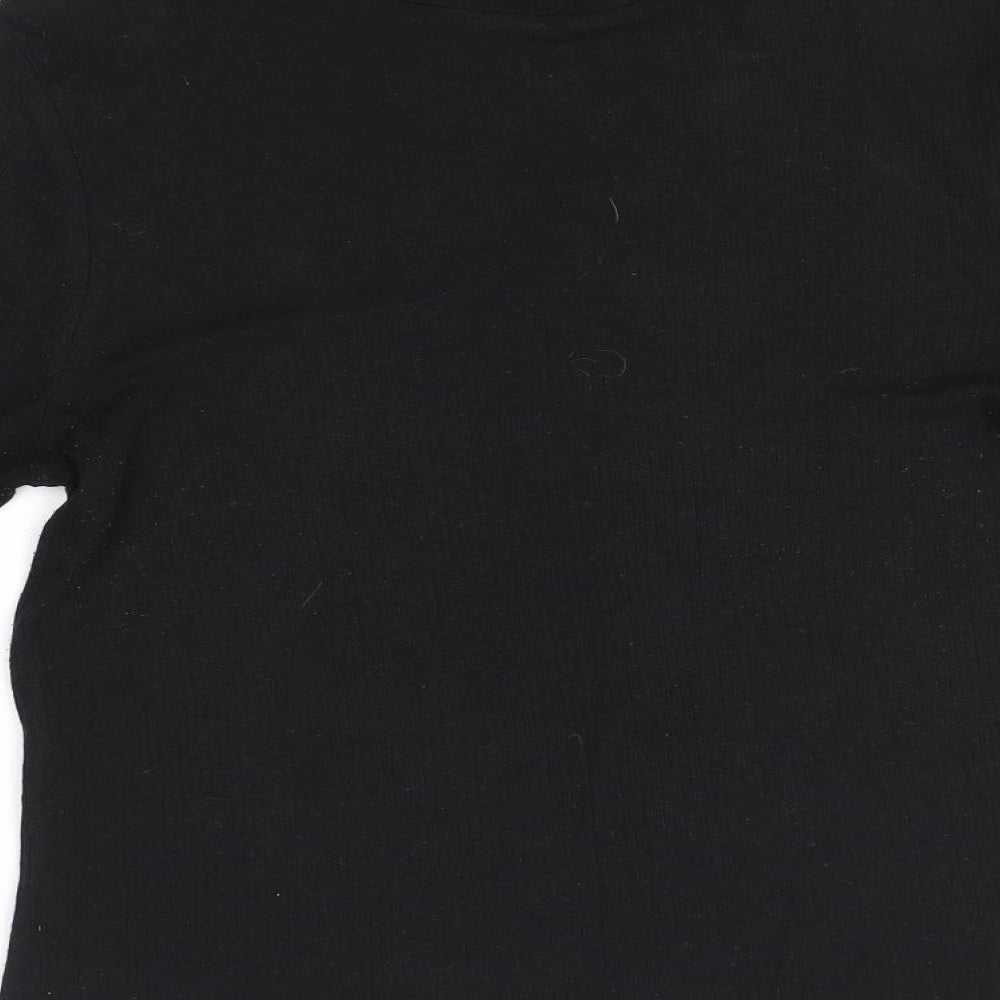 Avenue Womens Black Viscose Basic Blouse Size 10 Roll Neck