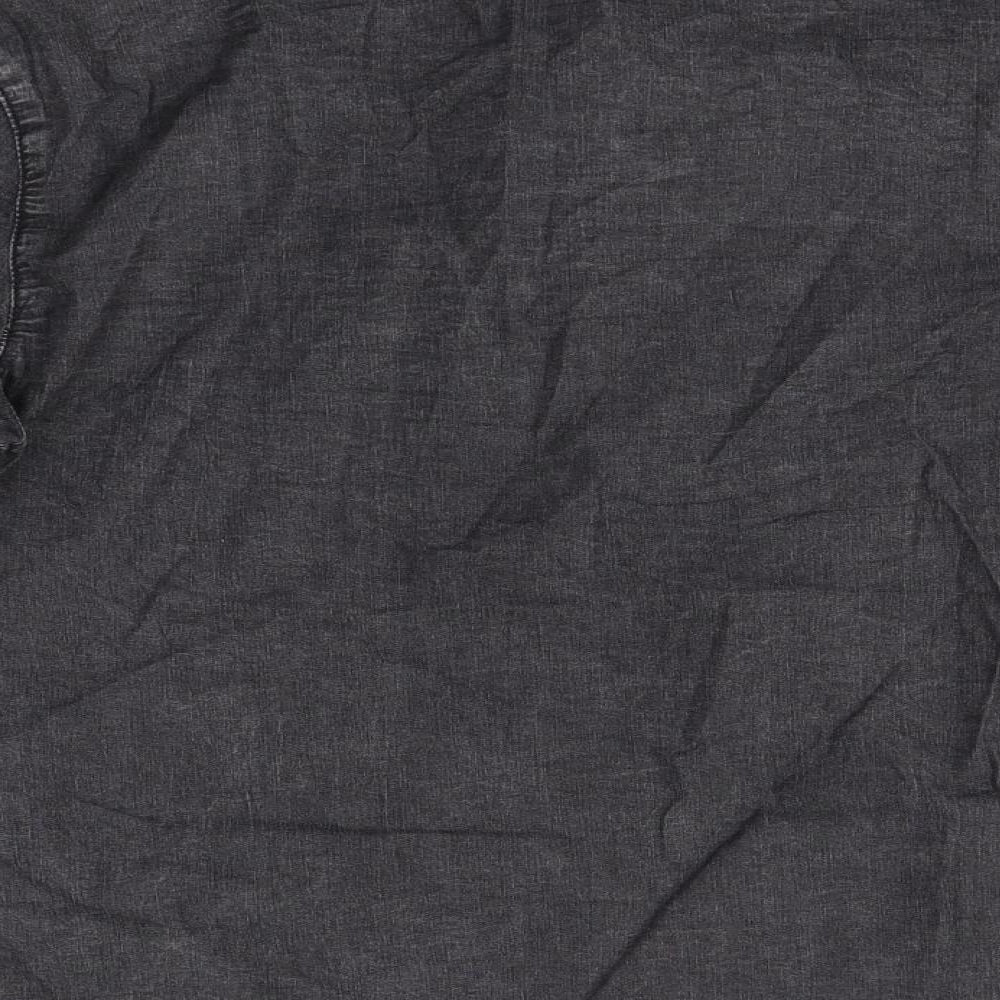 Preworn Mens Grey Polyester Button-Up Size S Round Neck