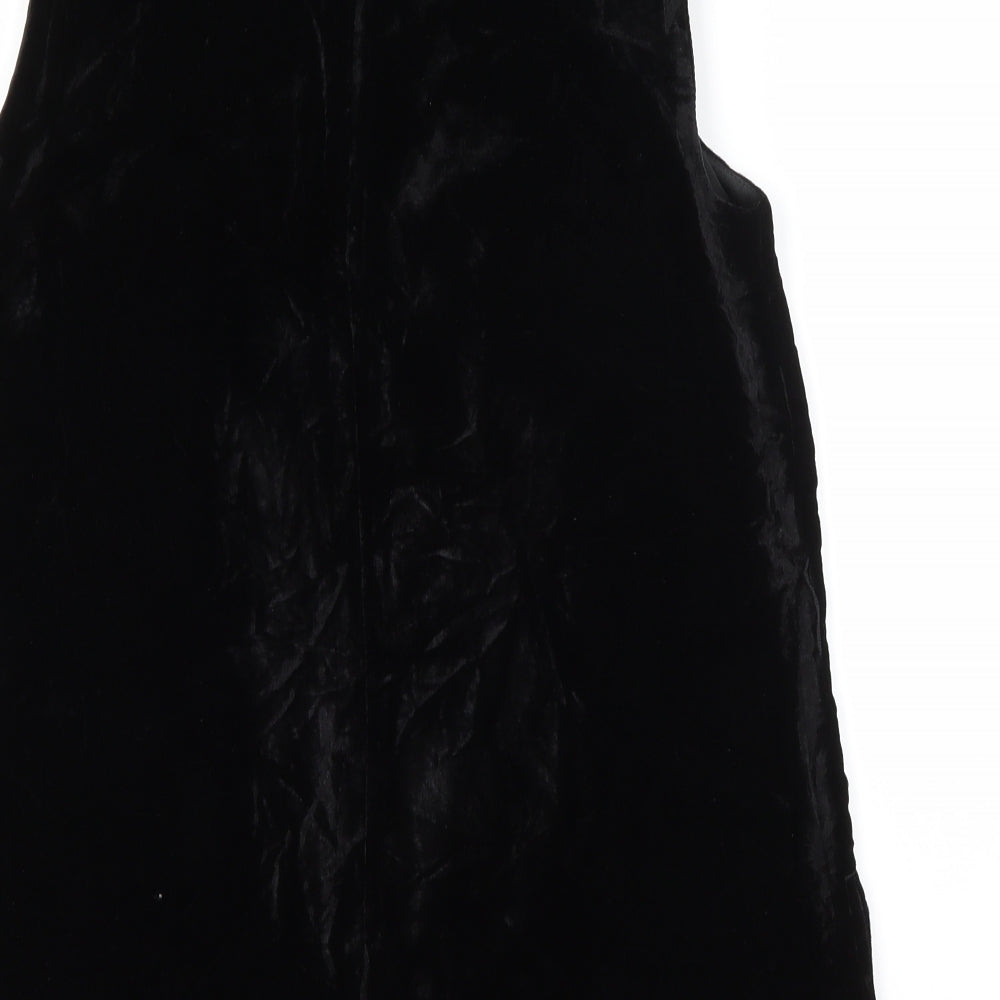 Marks & Spencer Womens Black Viscose Basic Blouse Size 12 Scoop Neck