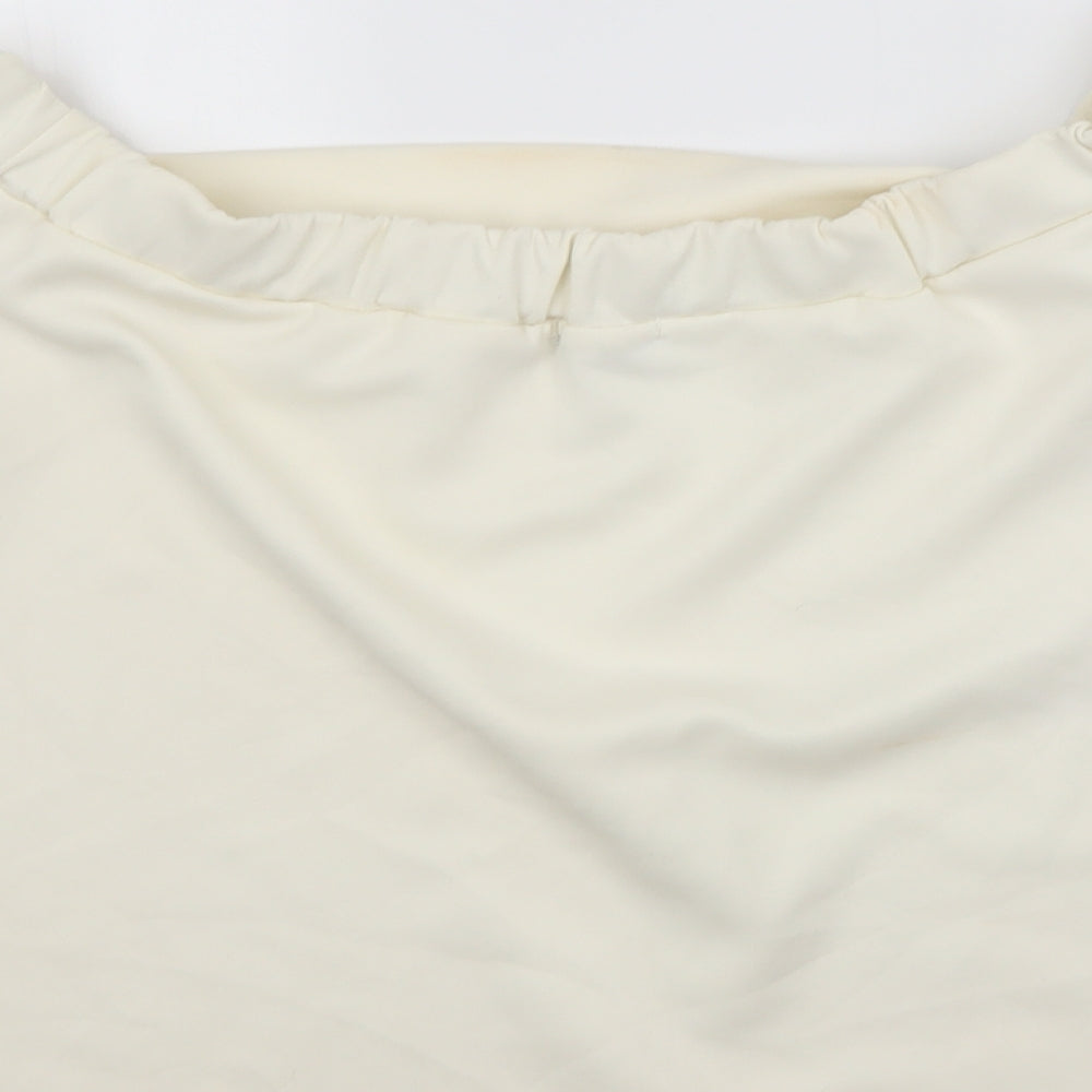 Boohoo Womens White Polyester Basic Blouse Size 12 Boat Neck