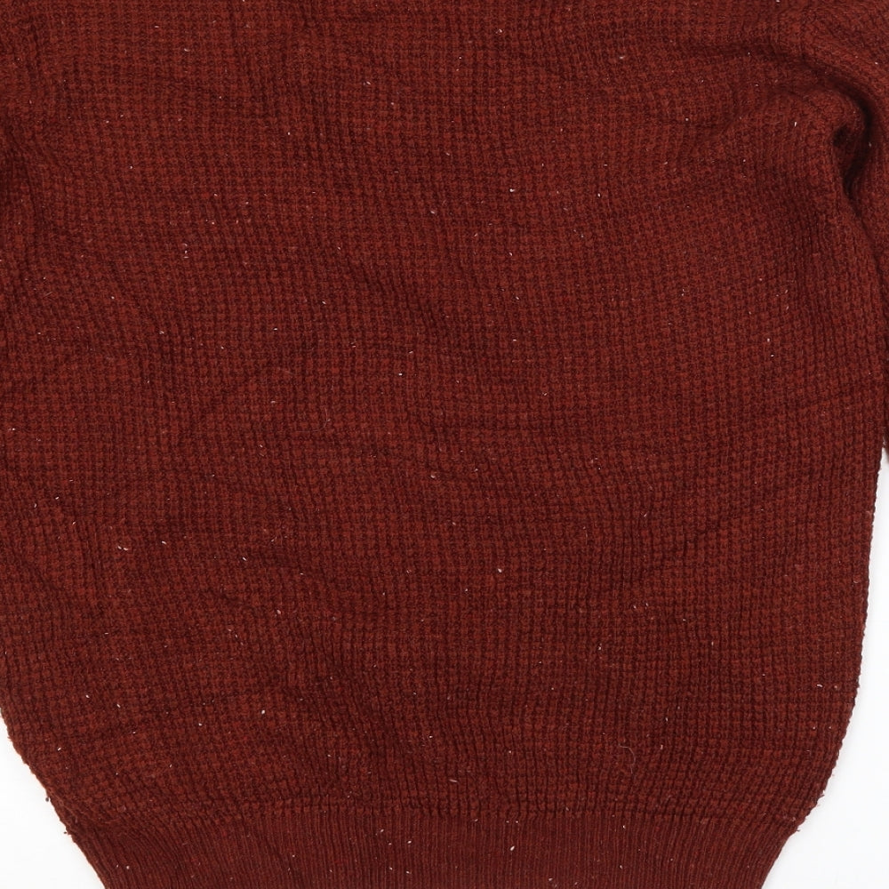 Cedarwood State Mens Brown Crew Neck Acrylic Pullover Jumper Size S