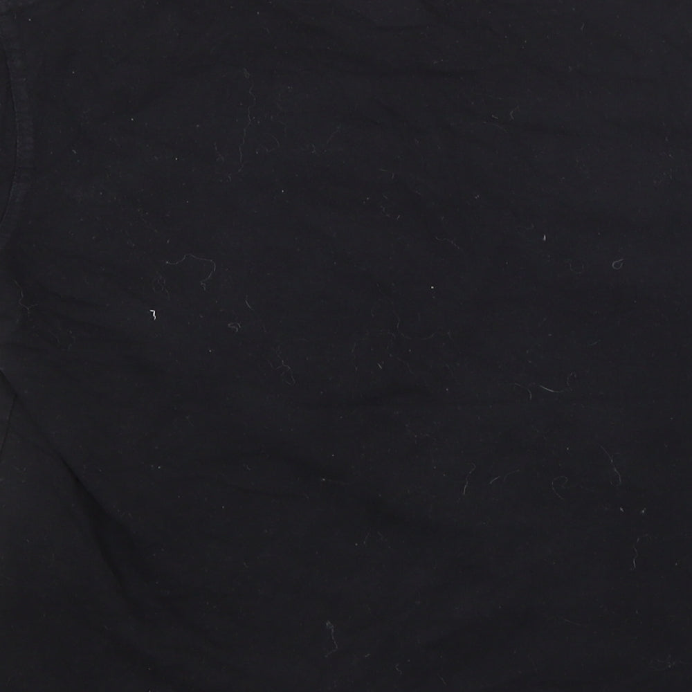Preworn Womens Black Cotton Basic T-Shirt Size 12 Crew Neck