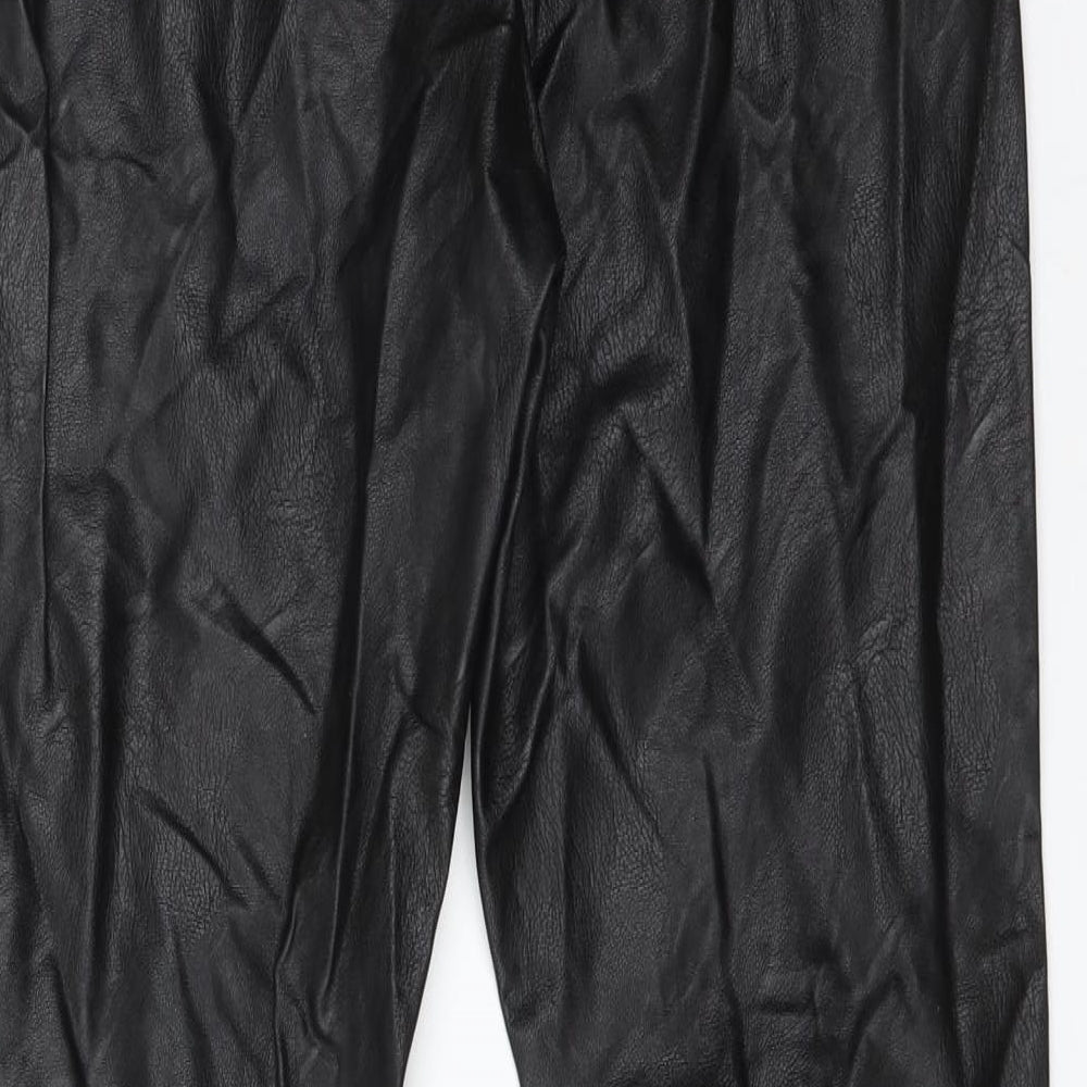 Luxe Womens Black Polyester Trousers Size M L28 in Regular