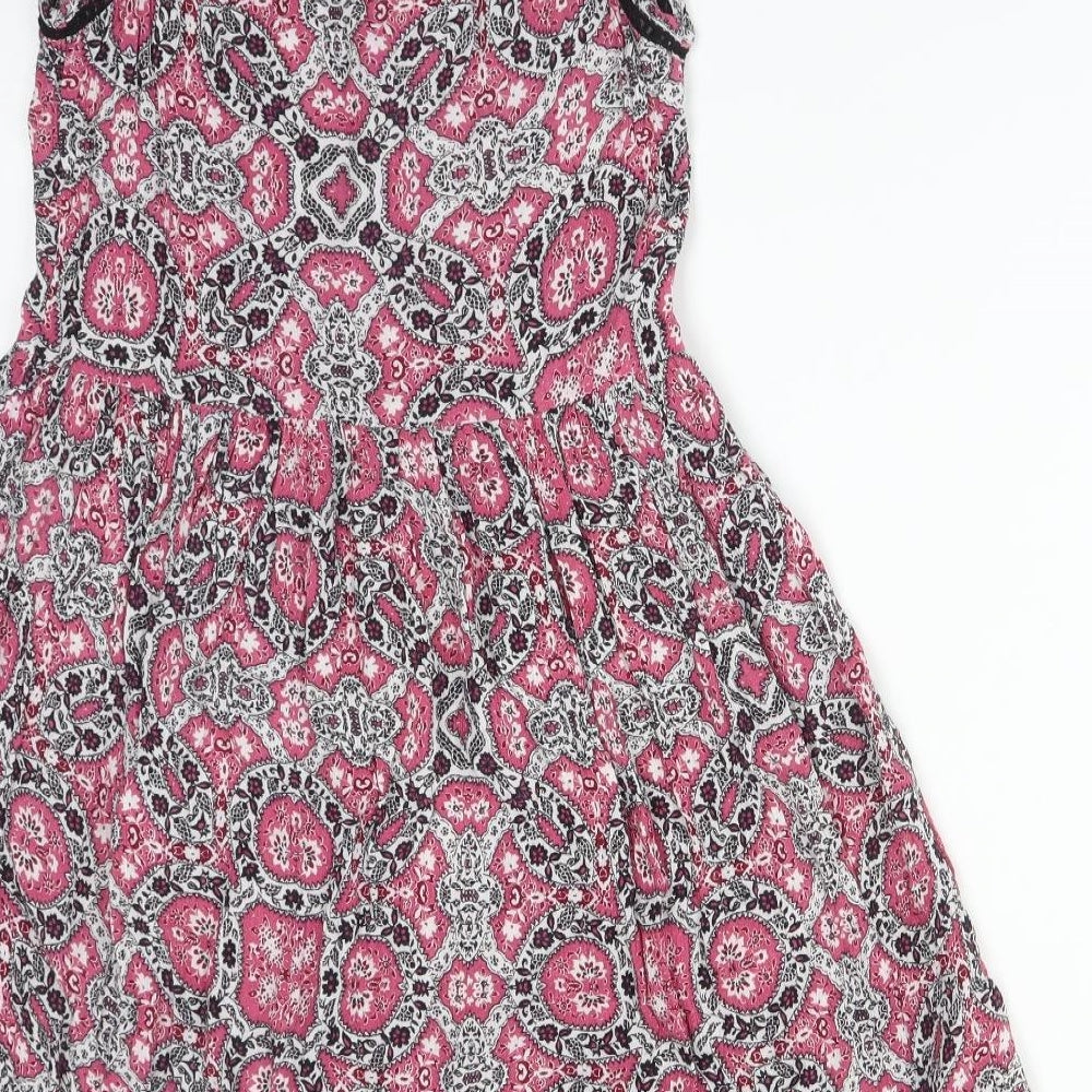 New Look Womens Multicoloured Floral Viscose A-Line Size 6 V-Neck