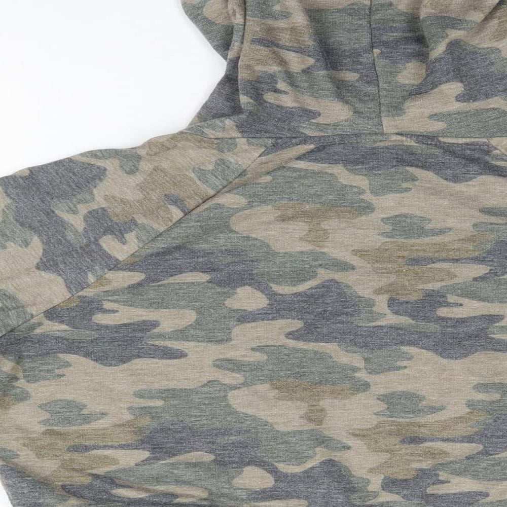 Tresics Womens Green Camouflage Polyester Pullover Hoodie Size S