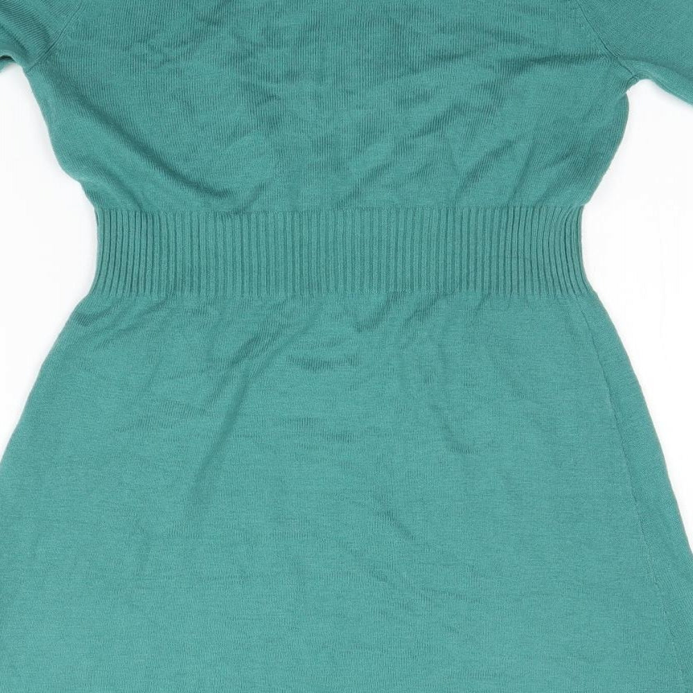 H&M Womens Green Acrylic A-Line Size 10 Round Neck