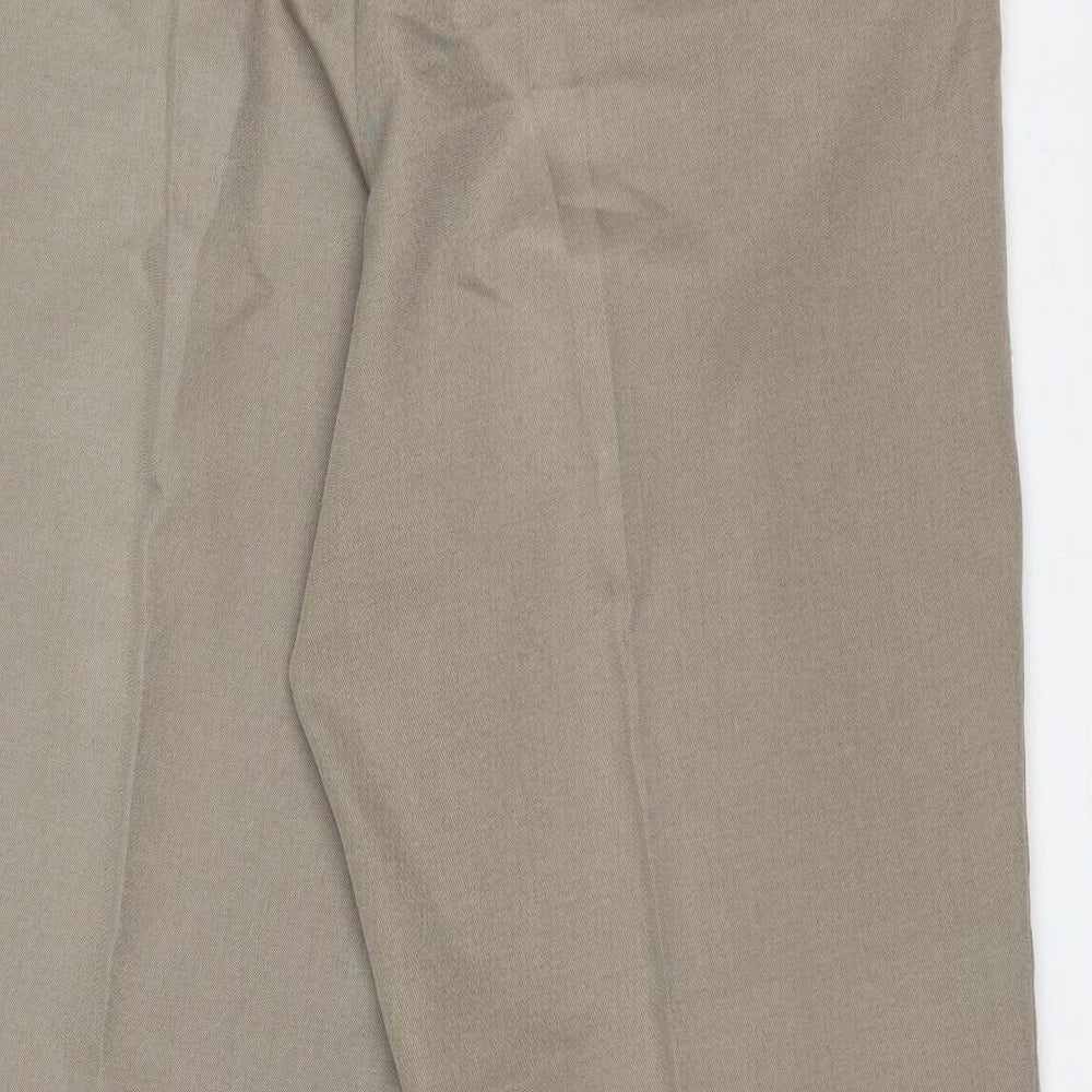 M&S Mens Beige Polyester Dress Pants Trousers Size 34 L29 in Regular