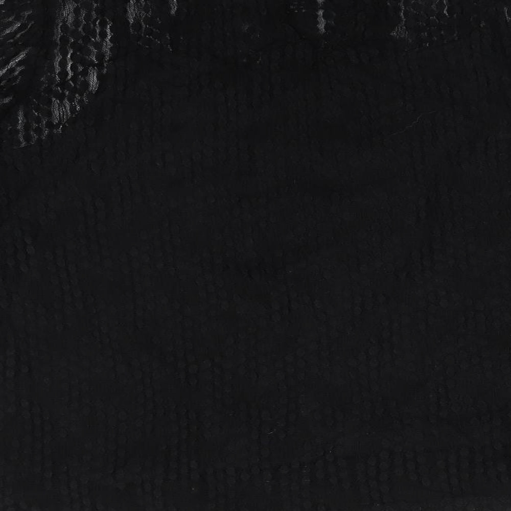 Oasis Womens Black Polka Dot Polyamide Basic T-Shirt Size M Mock Neck