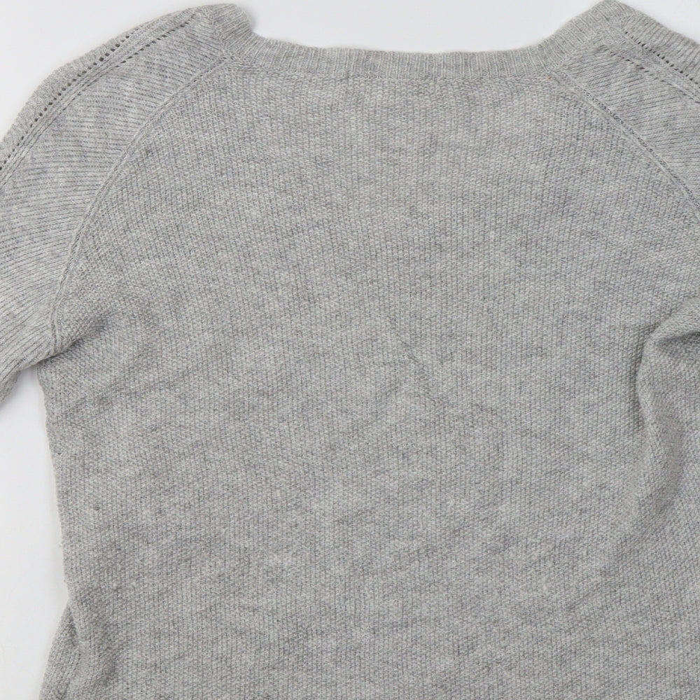 See U Soon Womens Grey V-Neck Pullover Jumper Size S