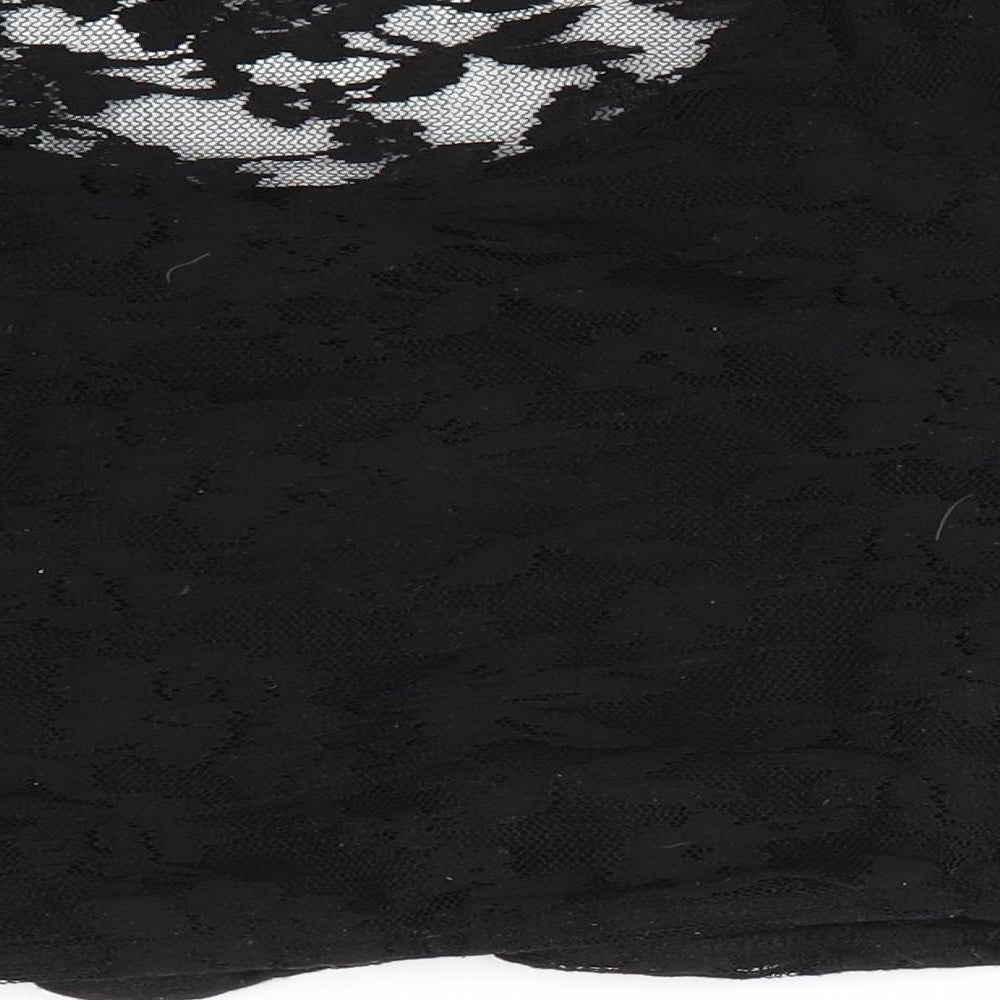 Atmosphere Womens Black Floral Polyester Basic Blouse Size 10 Round Neck - Lace overlay
