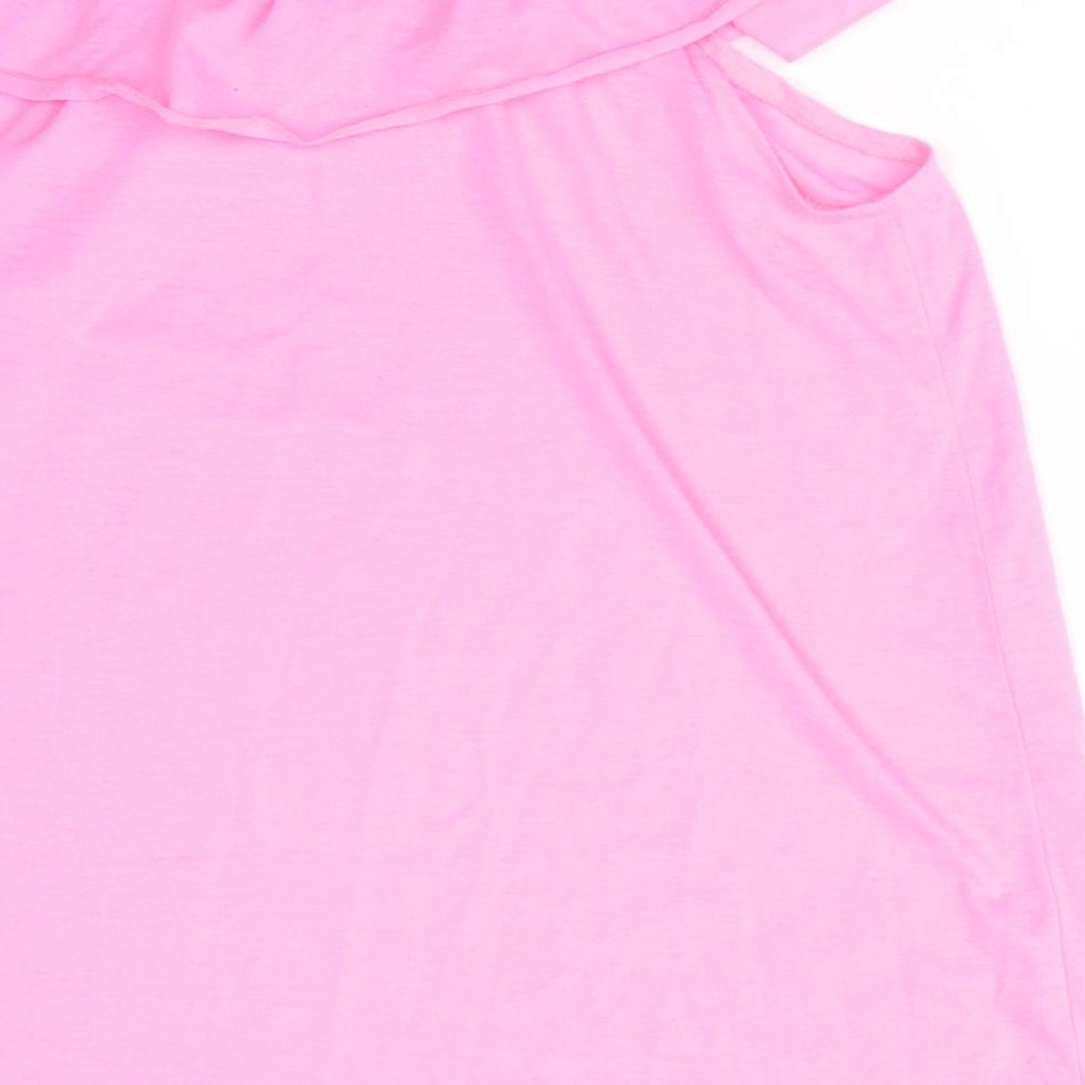 H&M Girls Pink Polyester Basic Tank Size 9-10 Years Off the Shoulder - Florescent Pink