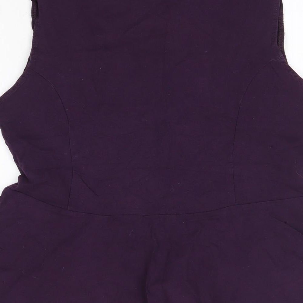New Look Womens Purple Cotton Basic Blouse Size 16 Round Neck