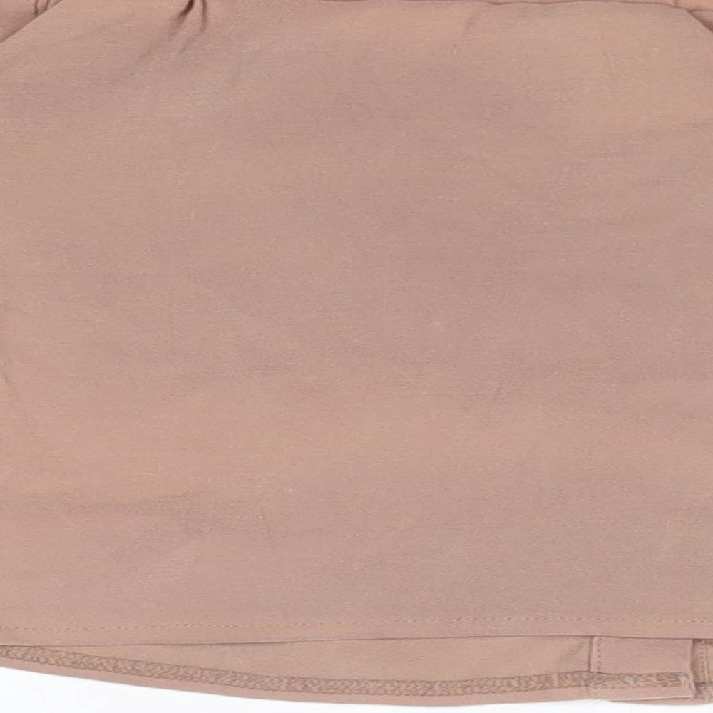 Lola May Womens Brown Polyester Basic Blouse Size 10 Off the Shoulder