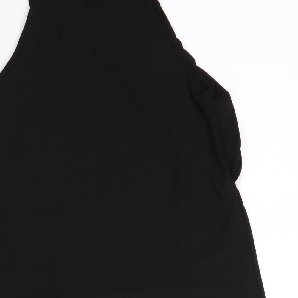 New Look Womens Black Polyester Basic Blouse Size 8 High Neck
