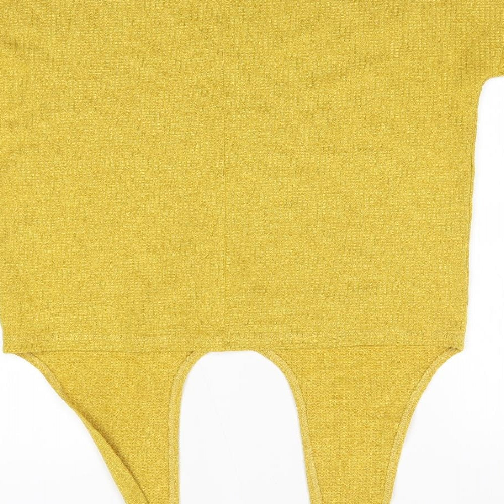 F&F Womens Yellow Polyester Basic Blouse Size 12 Round Neck