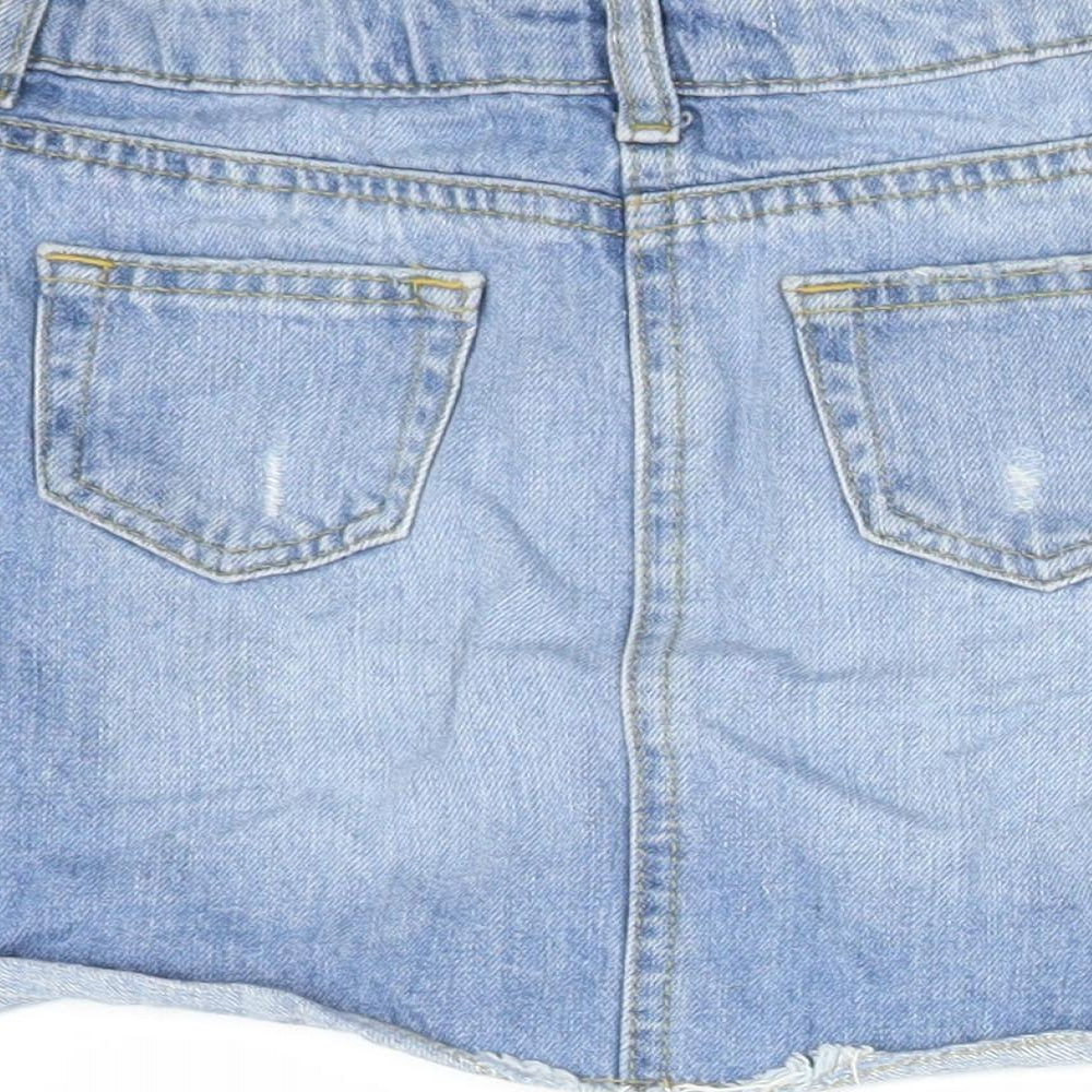 Matalan Girls Blue Cotton Straight & Pencil Skirt Size 8 Years Regular