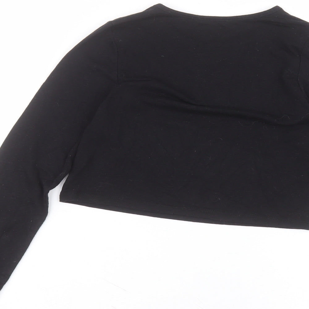 Primark Girls Black Polyester Basic T-Shirt Size 8-9 Years Round Neck