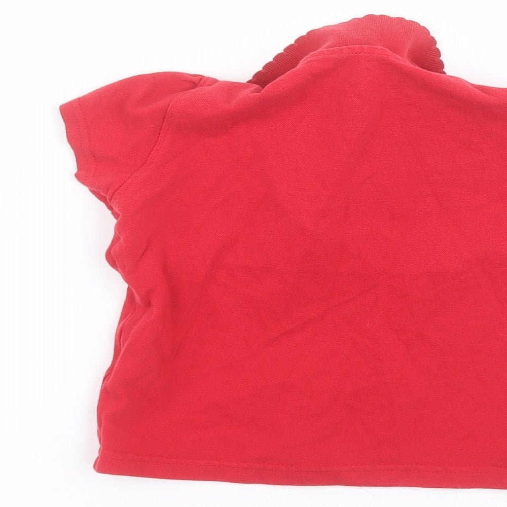 George Girls Red Cotton Basic Polo Size 4-5 Years Collared