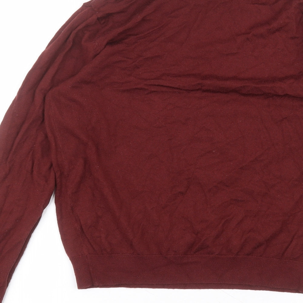 konzen Womens Red Acrylic Basic T-Shirt Size L Roll Neck