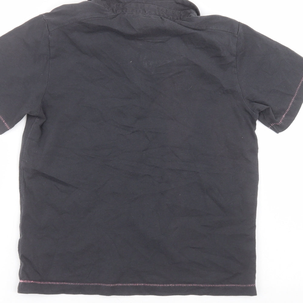 Marks & Spencer Girls Black Cotton Basic Polo Size 7-8 Years Collared