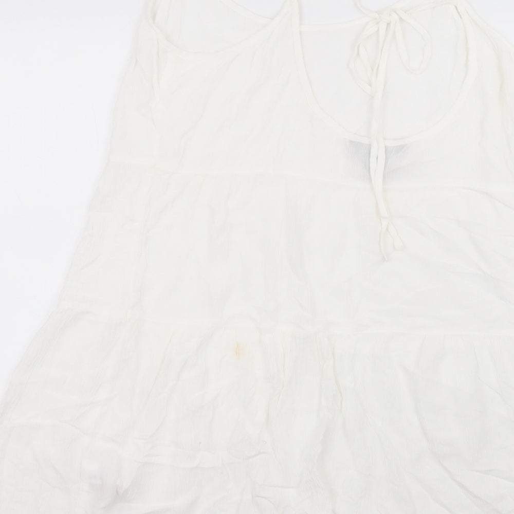 New Look Womens White Viscose A-Line Size M Round Neck