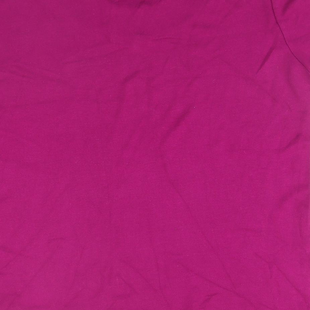 EWM Womens Pink Viscose Basic T-Shirt Size L Round Neck