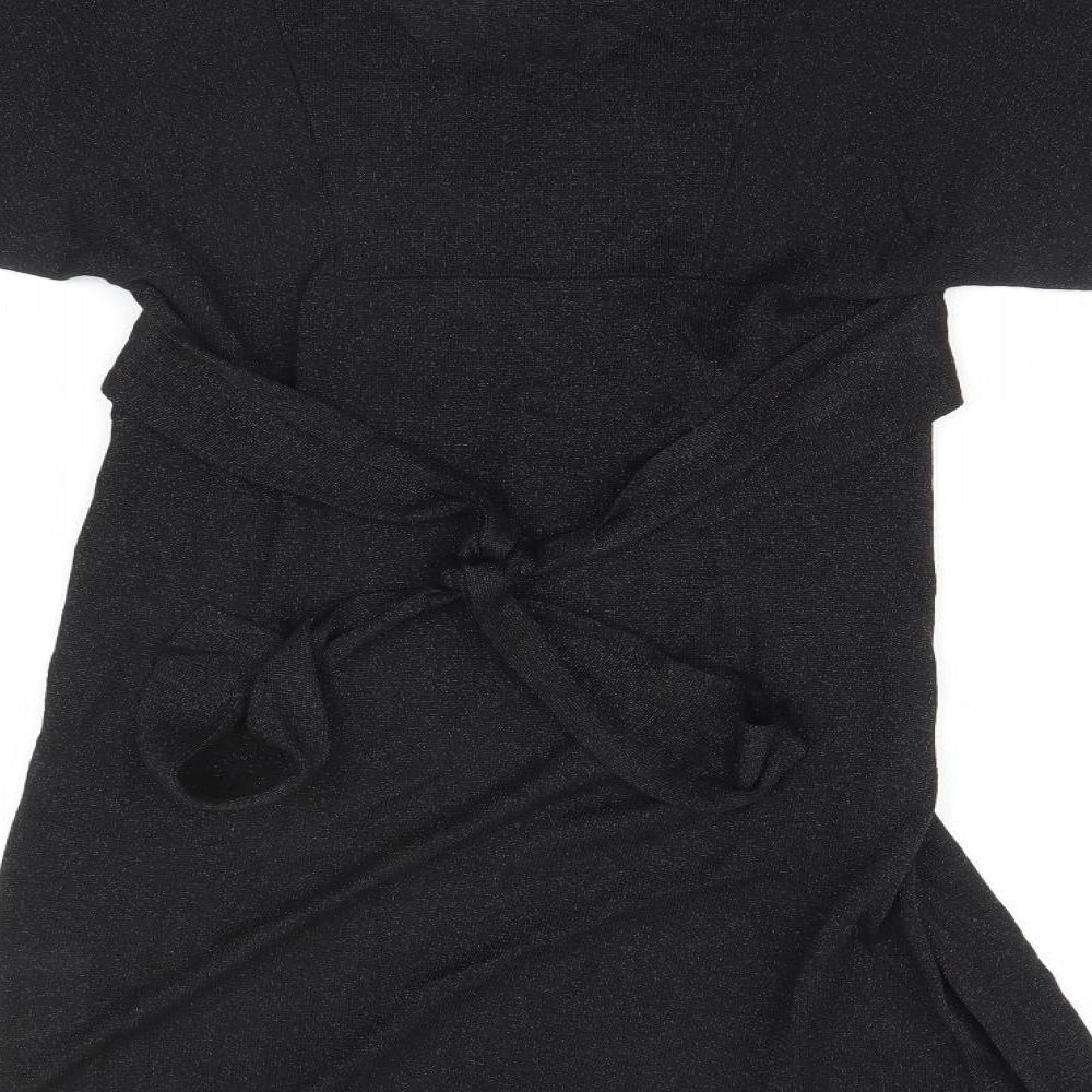 Preworn Womens Black Viscose A-Line Size S Round Neck