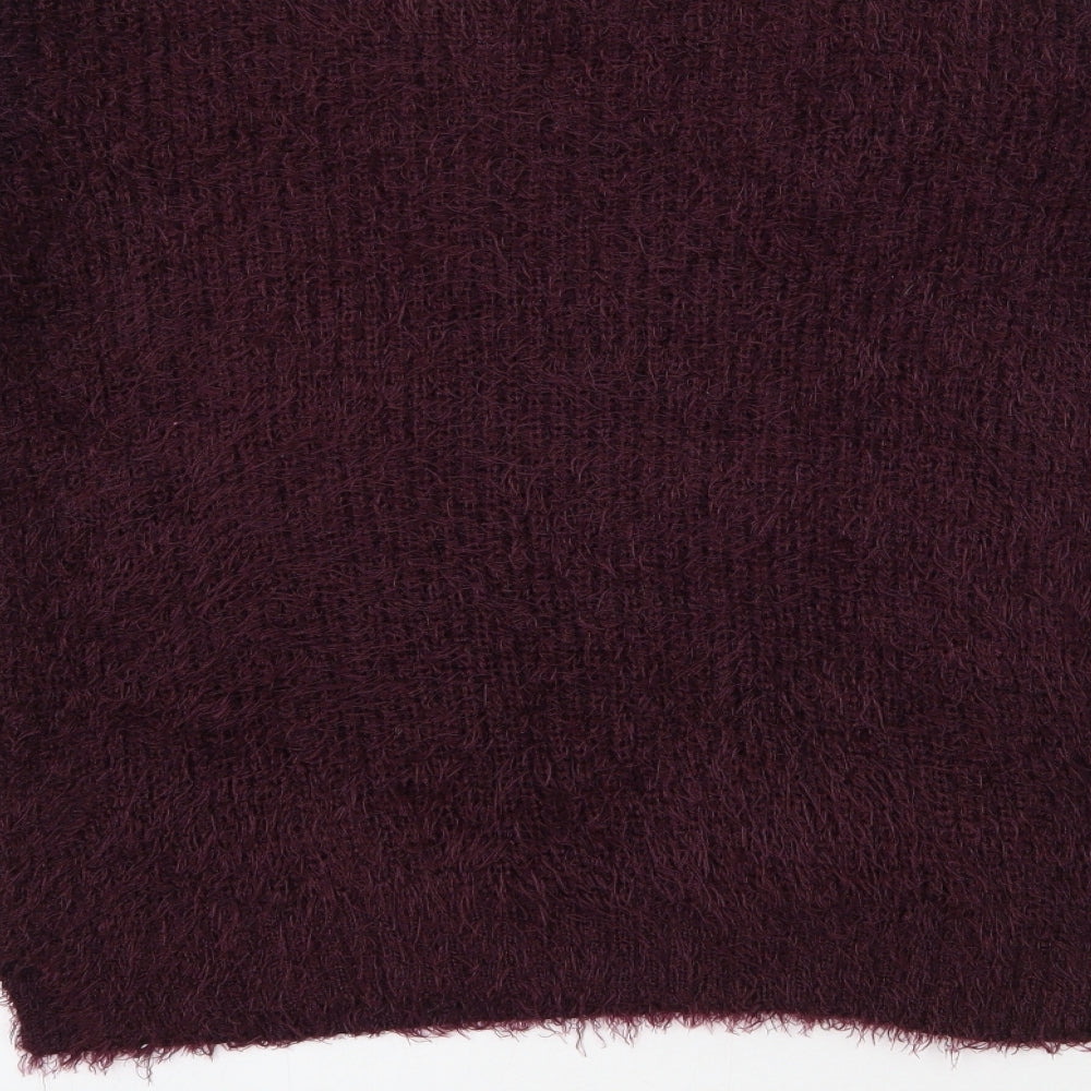 H&M Womens Purple Round Neck Polyester Pullover Jumper Size L