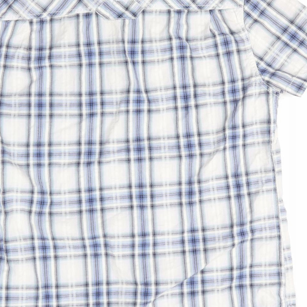 St George by Duffer Mens Blue Check Cotton Button-Up Size M Collared - Blue White Grey Check
