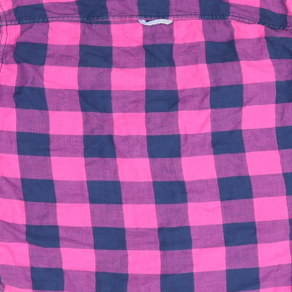 Abercrombie & Fitch kids Girls Pink Check Cotton Basic Button-Up Size XL Collared - Blue & Pink Check and lined blue & white