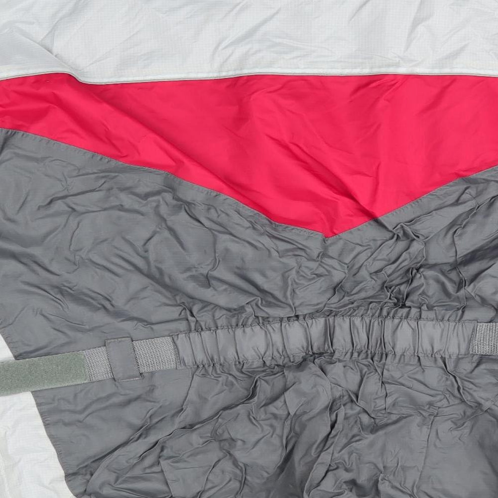 Crane Road Mens Grey Striped Rain Coat Coat Size M - Grey Red Colourblock Adjustable straps
