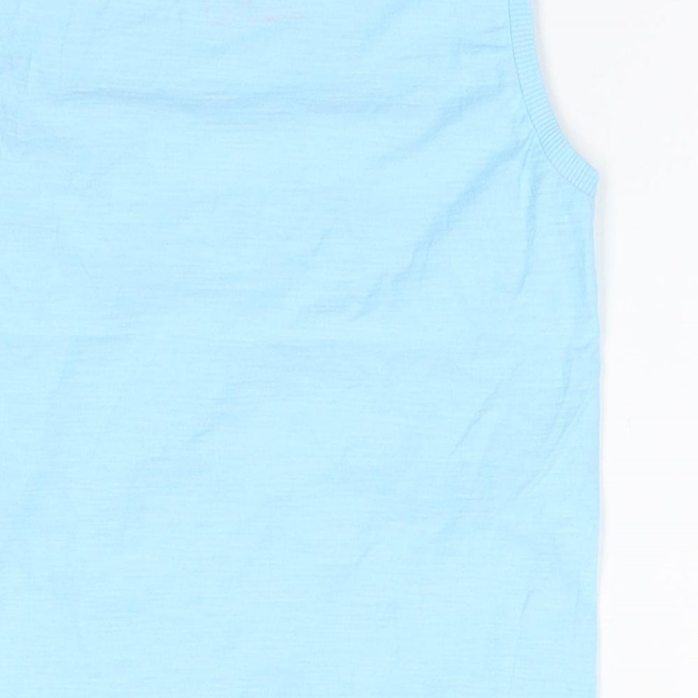 Matalan Girls Blue 100% Cotton Basic Tank Size 6 Years Round Neck