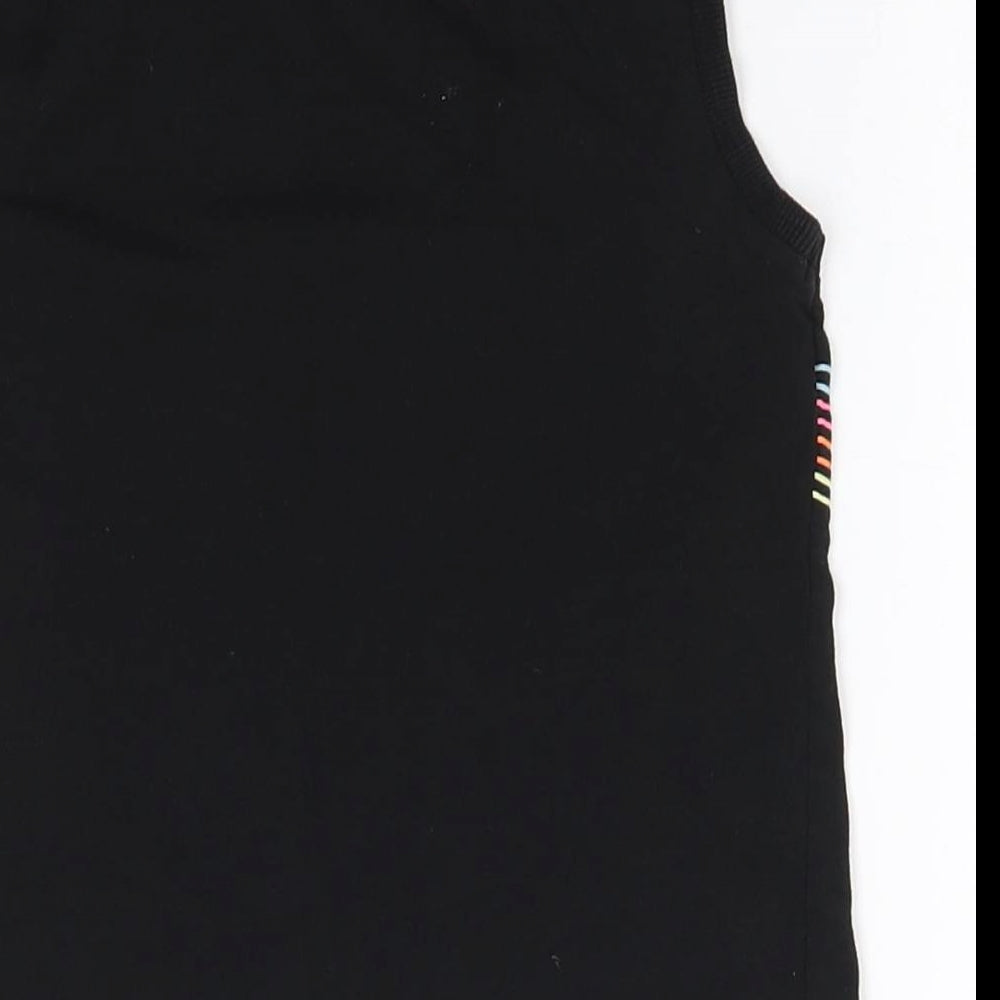 Matalan Girls Black 100% Cotton Basic Tank Size 6 Years Round Neck