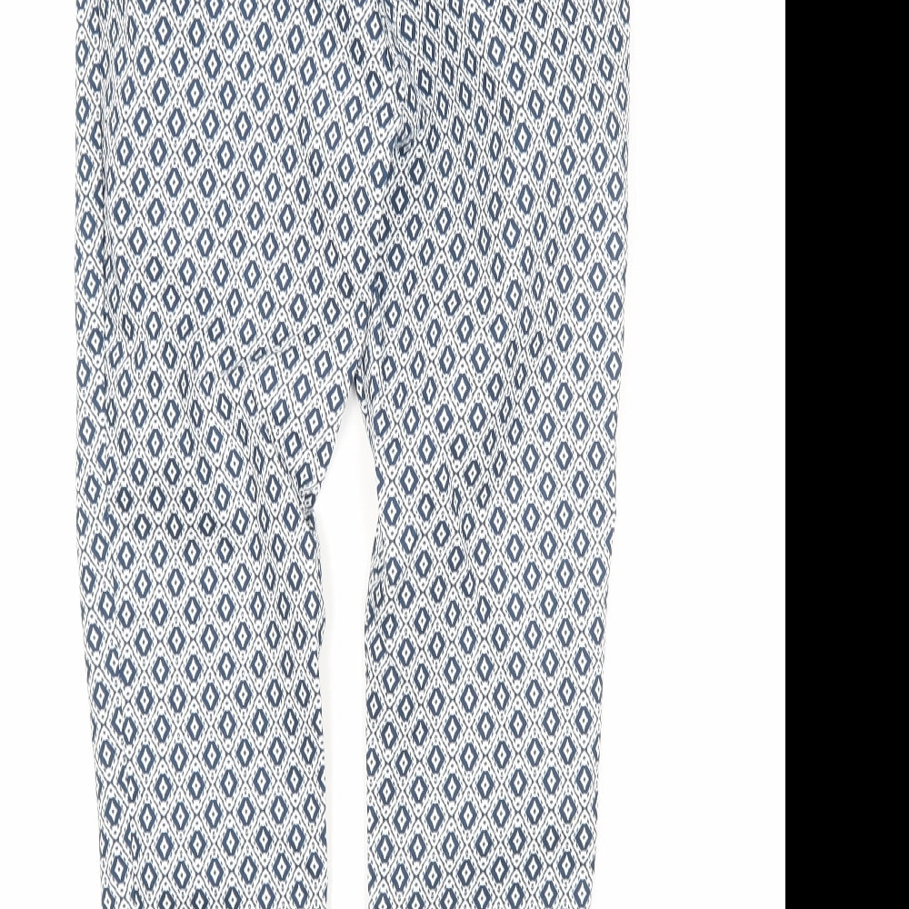 H&M Womens Multicoloured Argyle/Diamond Cotton Trousers Size 10 L27 in Regular