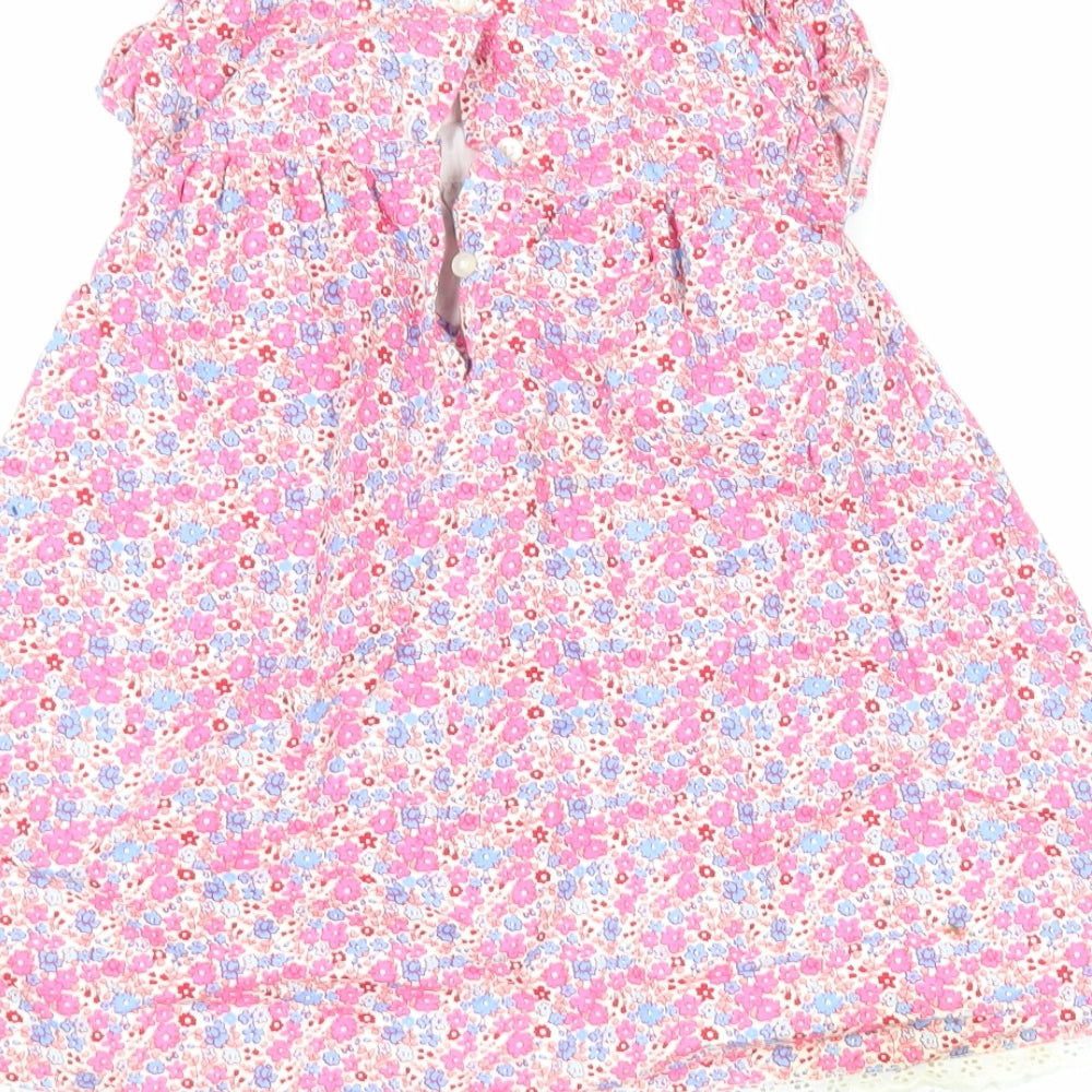 Strawberry Faire Girls Multicoloured Floral Cotton A-Line Size 3-4 Years Square Neck