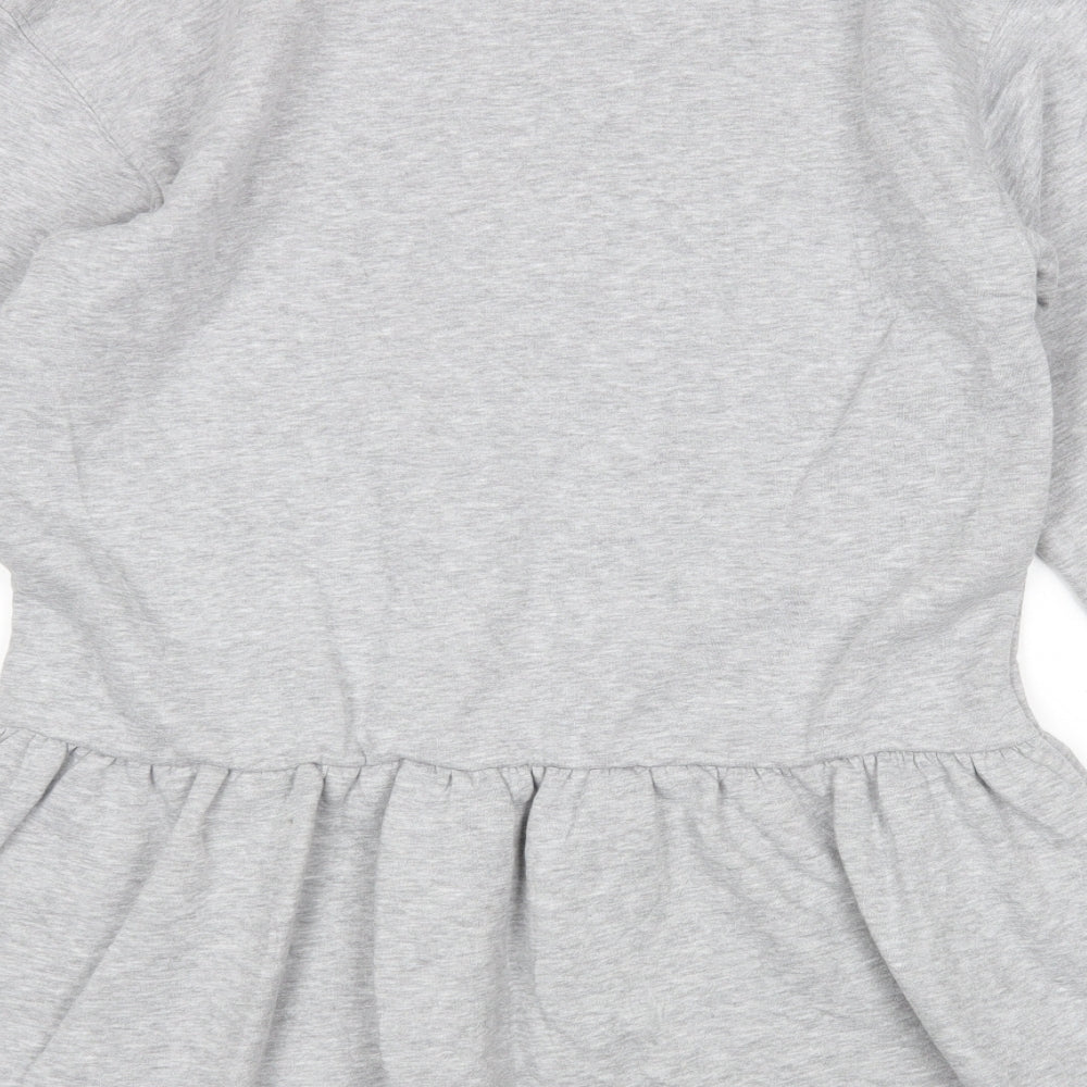 Primark Womens Grey Cotton Jumper Dress Size 2XS Round Neck