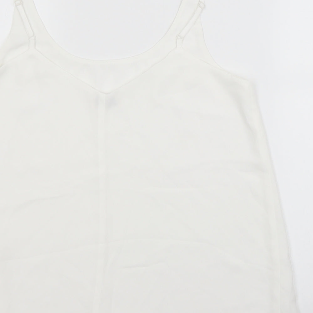 Miss Selfridge Womens White Basic Tank Size 12 Scoop Neck