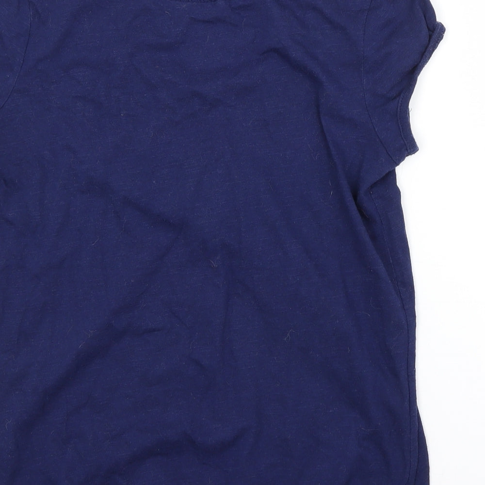 F&F Womens Blue Cotton Basic Blouse Size 10 Scoop Neck