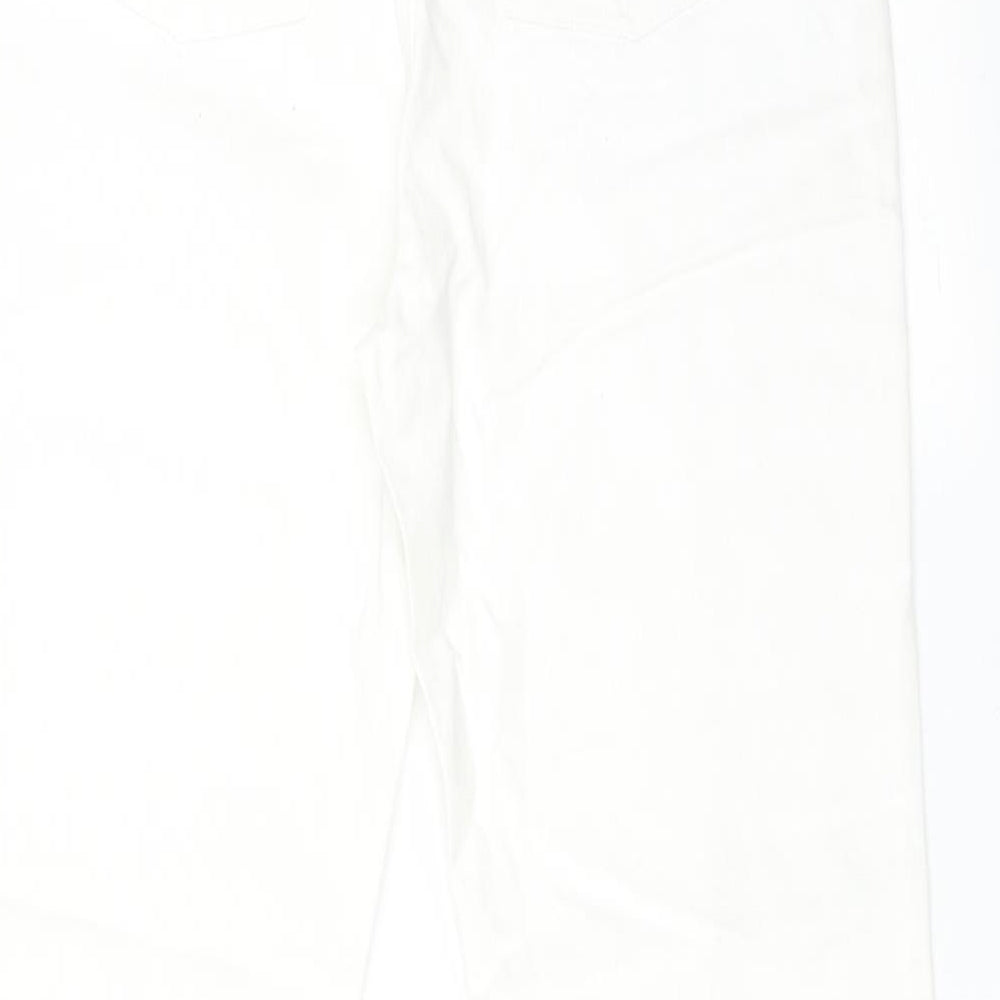 Fashion Union Womens White Cotton Straight Jeans Size 8 L25 in Regular