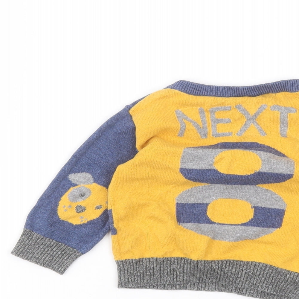 NEXT Baby Yellow Cotton Pullover Jumper Size 6-9 Months